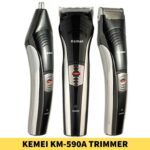 Best KEMEI KM-590A Trimmer Rechargeable 7 In 1-Function shop in BD. Size_ 14.9 x 4 x 4.5cm Input_ AC 220-230V 50Hz 3W Output_ 3.0V DC 600mA