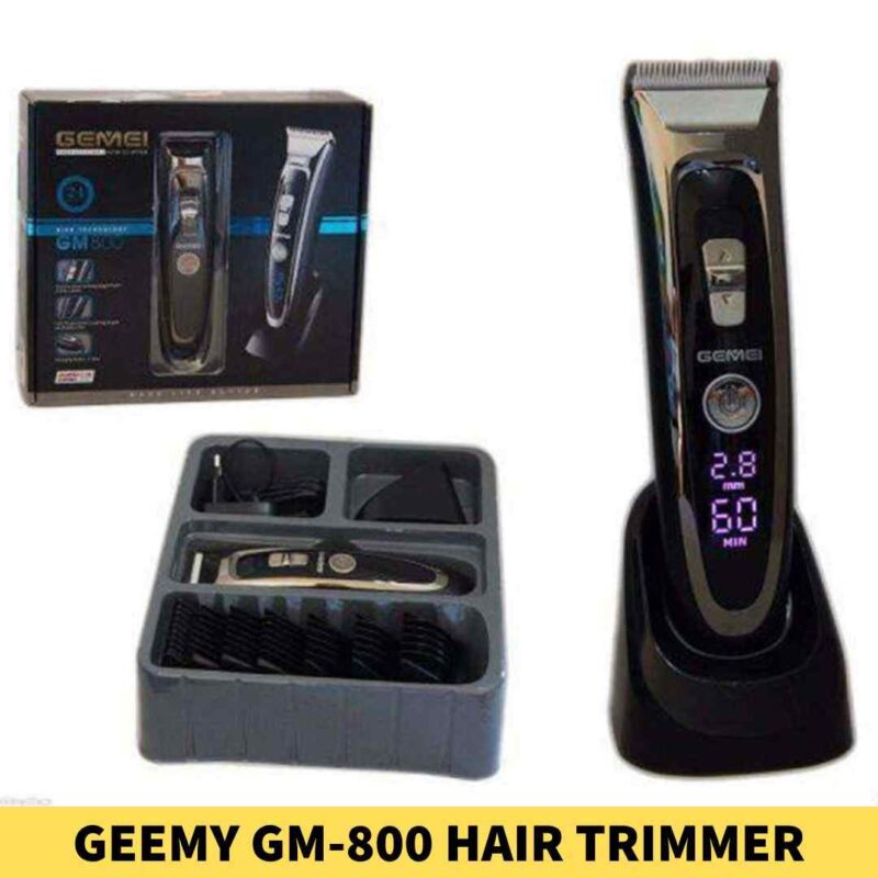 GEEMY GM-800 rofessional Rechargeable Hair Trimmer, Charging Time_ 1.5 Hours, Usage Time_ 60 Minutes, Color_ Black shop near me