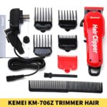 Kemei KM-706Z Trimmer Professional multi-functional hair clippers Material_ ABS Color_ Red Automatically adjust the voltage Shop near me