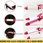 Kemei KM-1213 Professional Ceramic Curler 3 In 1 Hair Iron Styling