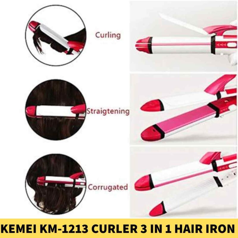 Kemei KM-1213 Professional Ceramic Curler 3 In 1 Hair Iron Styling