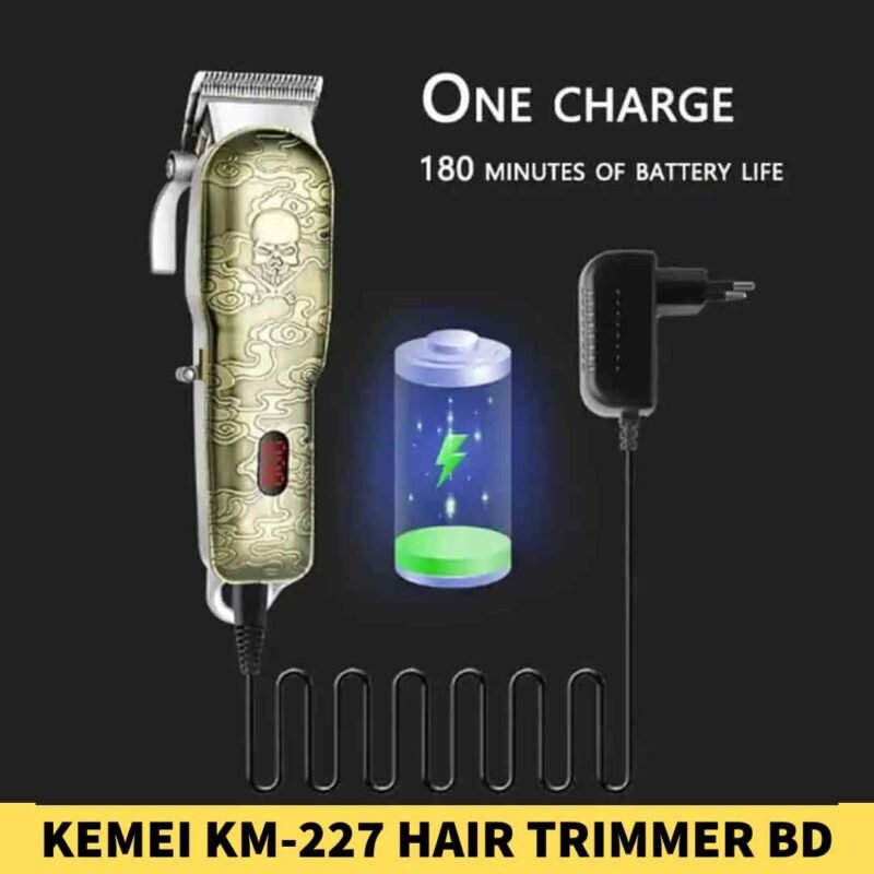 Kemei KM-227 Professional Hair Clipper Rechargeable Trimmer for Men in BDT