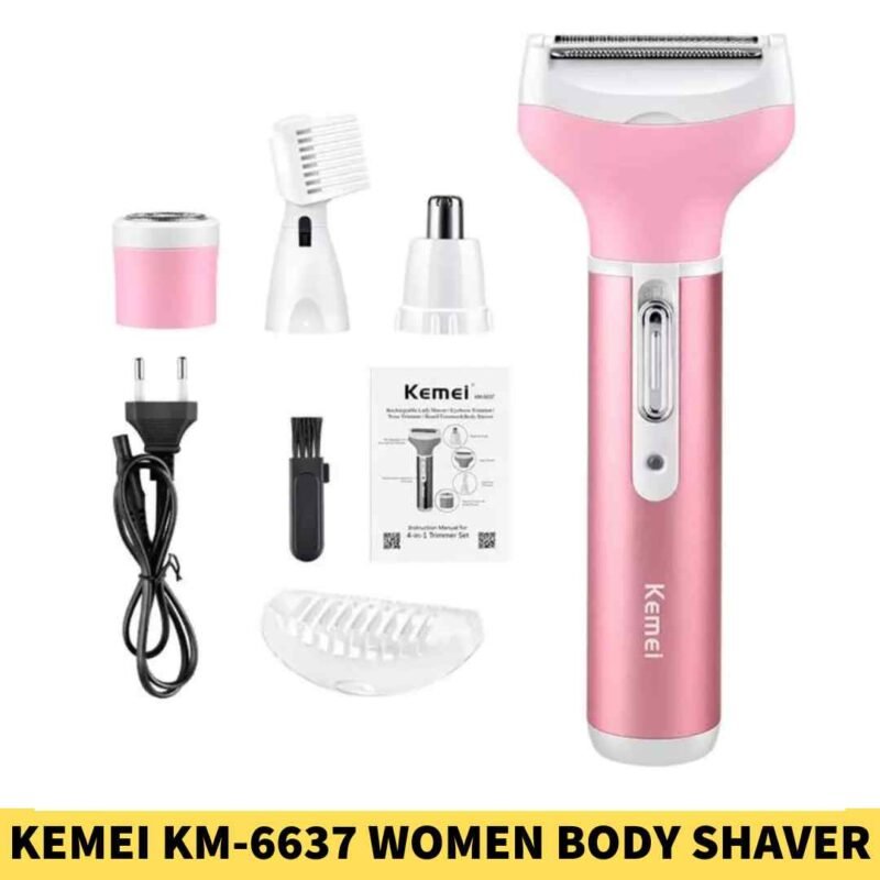 Kemei KM-6637 Multi-Functional 4 In 1 Rechargeable Women Body Shaver in BDD