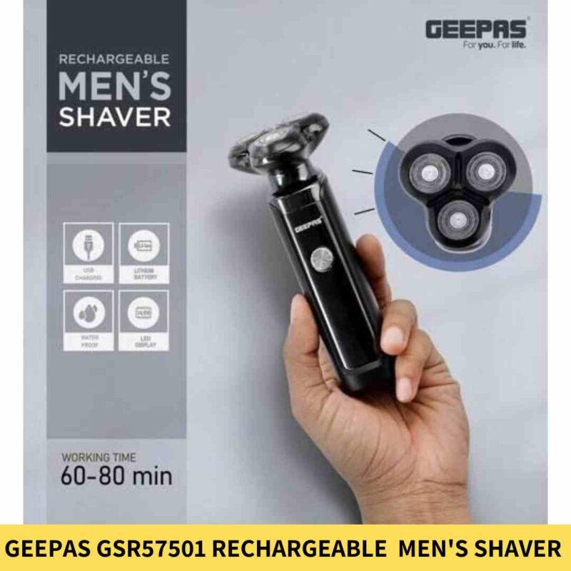 Geepas GSR57501 Rechargeable Water Proof Men's Shaver with LED Display In BDs
