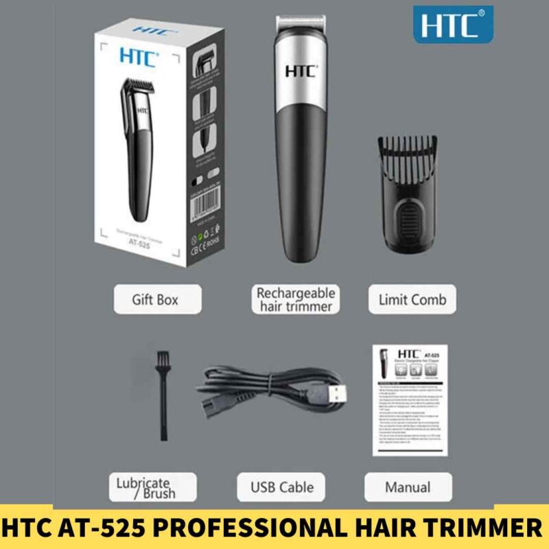 HTC AT-525 Professional Hair Trimmer with 4 Length Settings Hair Clipper in BD 1