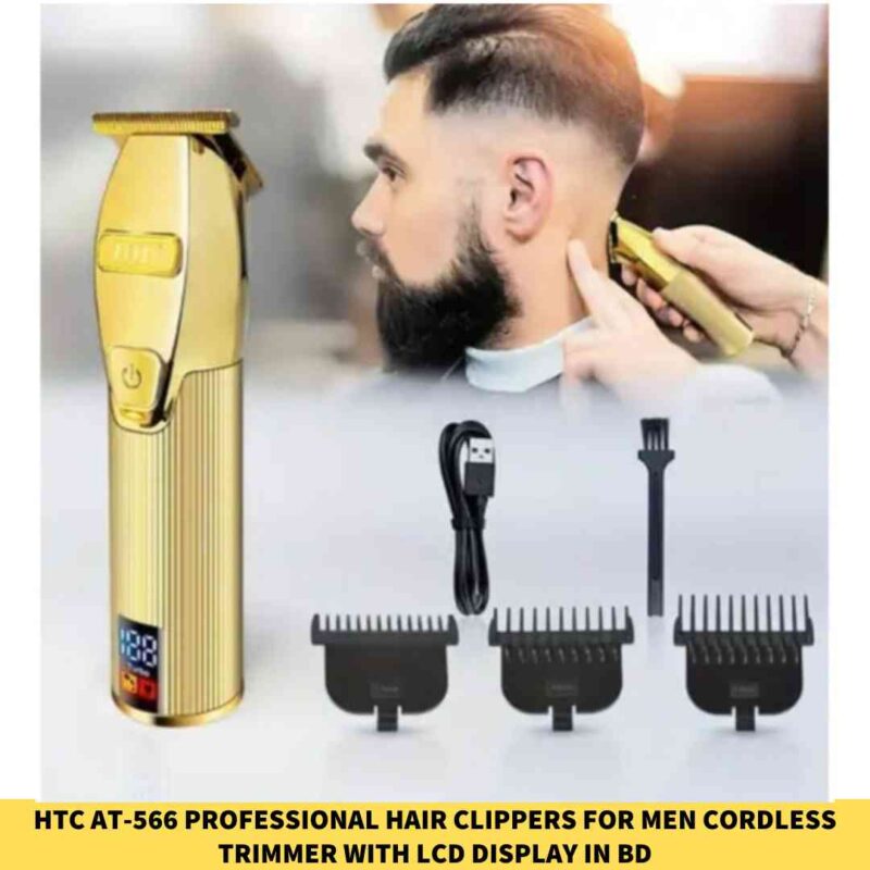 HTC AT-566 Professional Hair Clippers for Men Cordless Trimmer with LCD Display in BD2