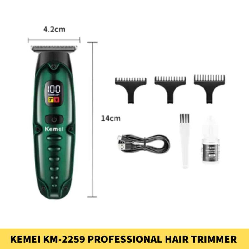 KEMEI KM-2259 Professional Hair Trimmer Metal Body Digital Display Clipper For Men
