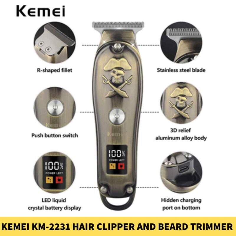 Kemei KM-2231 Hair Clipper and Beard Trimmer for Men in BDd
