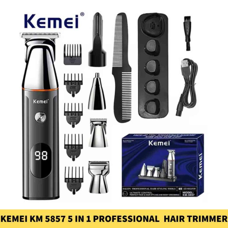 Kemei KM 5857 5 in 1 Professional Rechargeable Hair Trimmer for men in BD