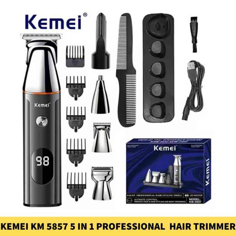 Kemei KM 5857 5 in 1 Professional Rechargeable Hair Trimmer for men in BD