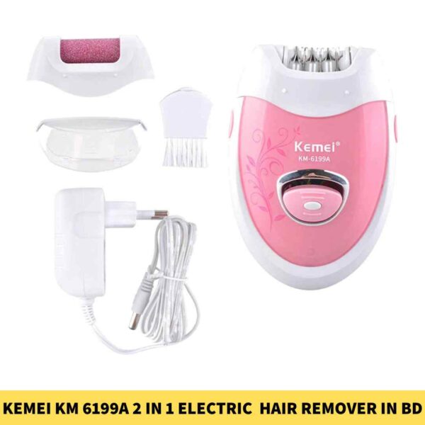 Kemei KM 6199A 2 in 1 Electric Epilator Callus Skin Remover Cordless Portable Hair Remover in BD 1