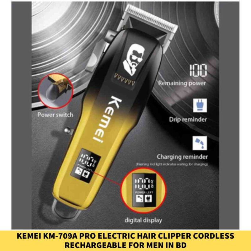 Kemei KM-709A Pro Electric Hair Clipper Cordless Rechargeable For men in BD2