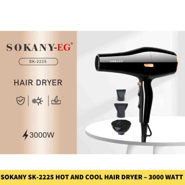 Sokany SK-2225 Hot And Cool Hair Dryer  3000 Watt For women in BDD