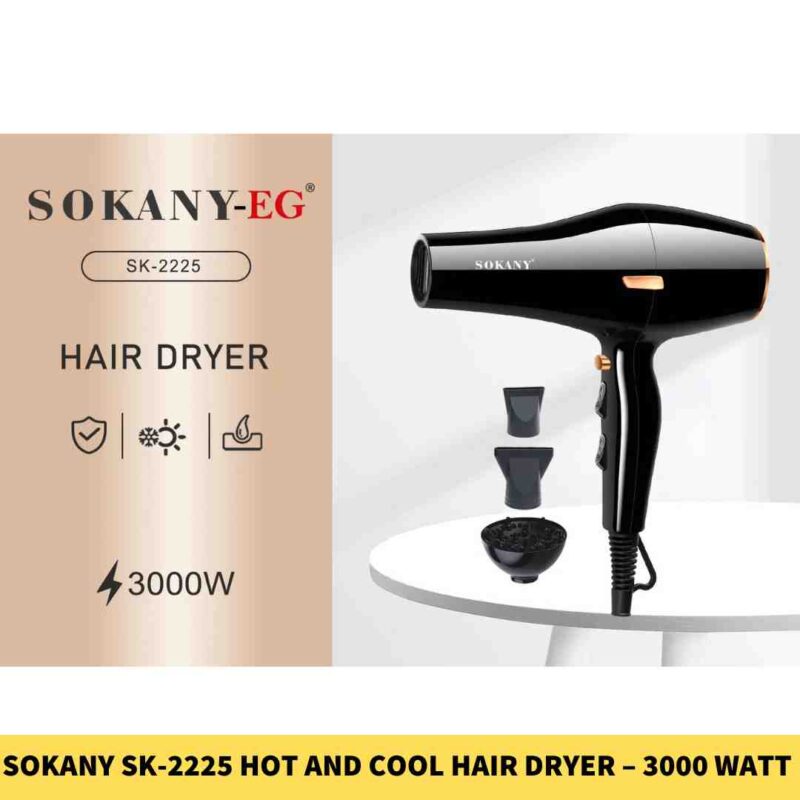 Sokany SK-2225 Hot And Cool Hair Dryer 3000 Watt For women in BDD