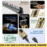 VGR V-097 Hair Clipper and Beard Trimmer with Digital Display for Men