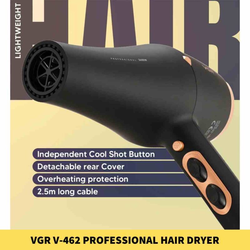 VGR V-462 Professional Hair Dryer DC Motor 2200-2600WTTS In BD1