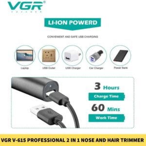 VGR V-615 Professional 2 in 1 Nose and Hair Trimmer for Men in