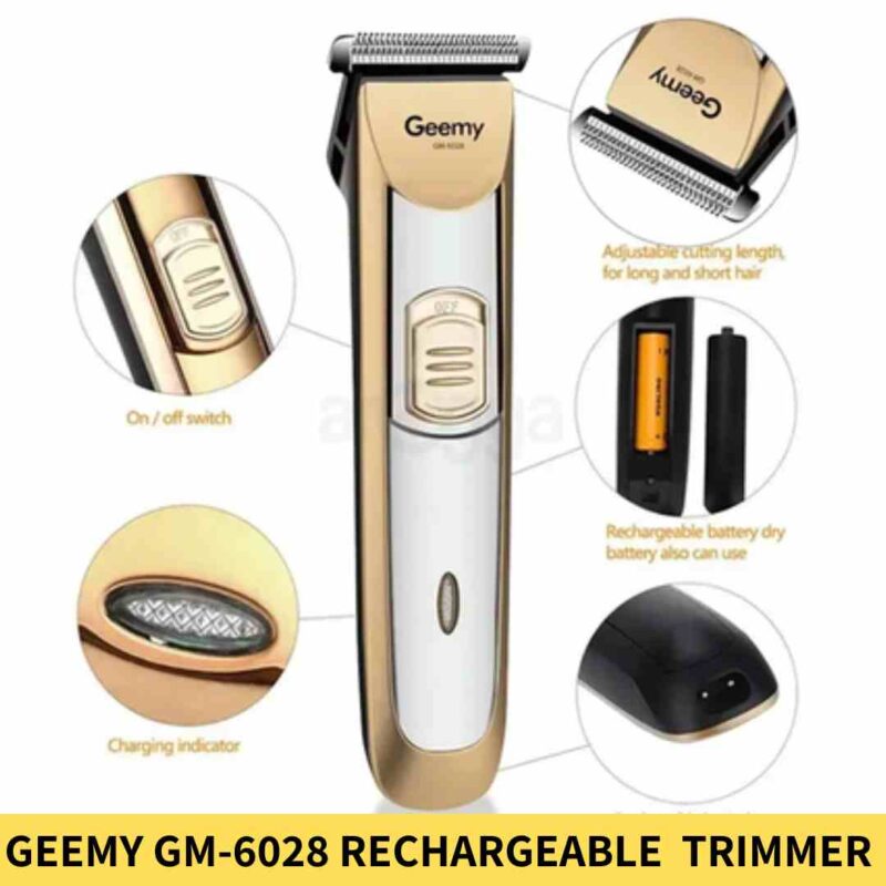 GEEMY GM-6028 Rechargeable Stainless Steel Blade Hair and Beard Trimmer For Men in BDD
