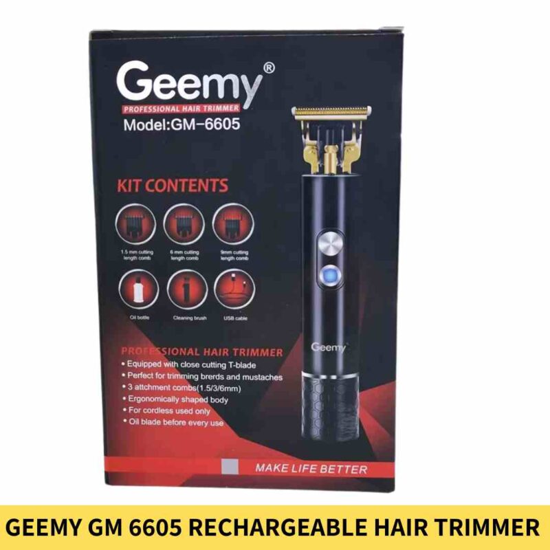 Geemy GM 6605 Hair Clipper Rechargeable Hair Trimmer For Men in BD1