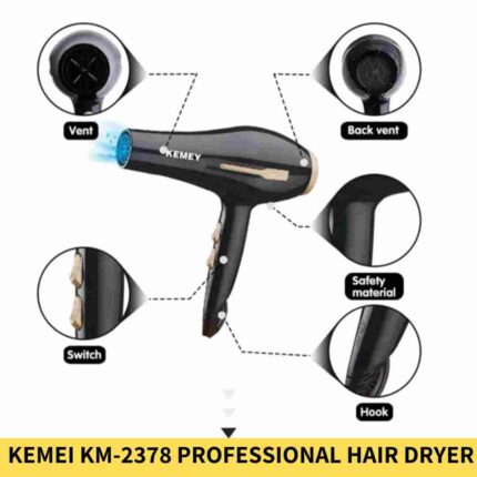 Buy Kemei KM 2378 Professional 2 in 1 Hair Dryer for Women Online Trimmer BD