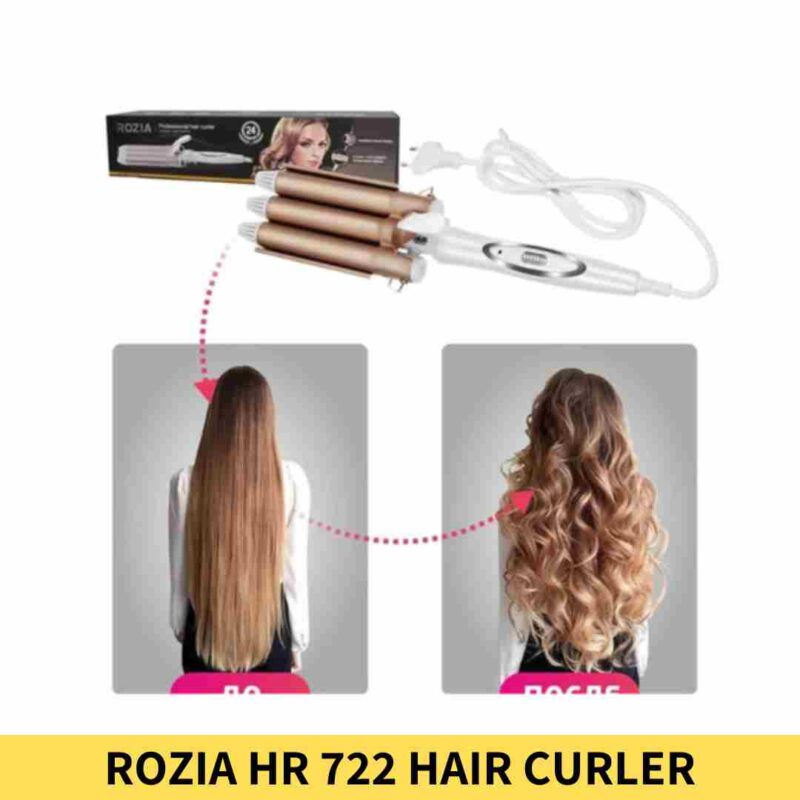 Buy Rozia HR 722 Tripple Barrel Hair Curler with Temperature Display Online Trimmer BD