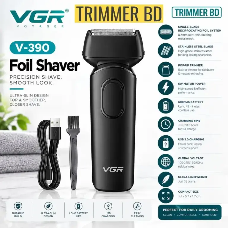 Buy VGR Voyager V-390 Foil Shaver with Pop-up Trimmer for Men in Bangladesh Online – Trimmer BD