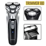 ENCHEN Blackstone electric shaver with close-up view of rotary shaving heads