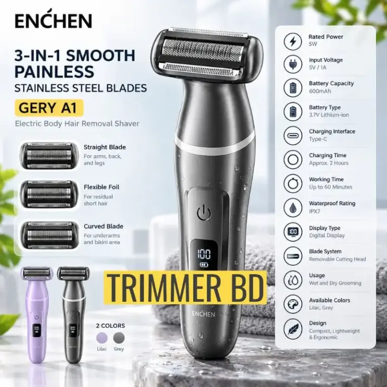 ENCHEN GERY A1 Body Hair Removal Shaver – 3-in-1 Waterproof Electric Trimmer with Digital Display