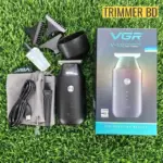 VGR professional hair trimmer with grooming accessories and packaging